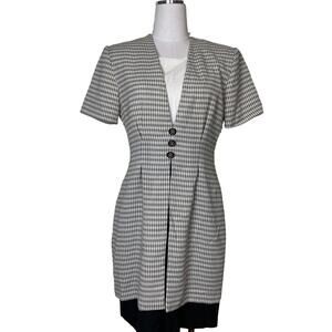 Vintage Scarlett International Plaid Dress Sz 5 6 Small Black White Office Work